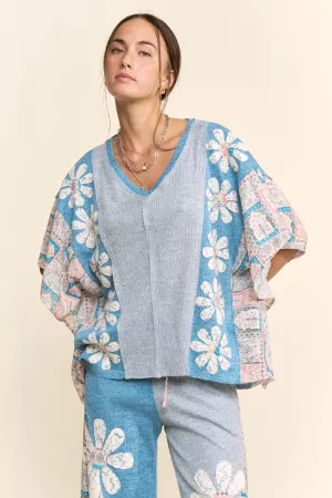 wholesale clothing floral kimono sleeve blouse top davi & dani