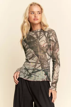wholesale clothing tree camo mesh top davi & dani