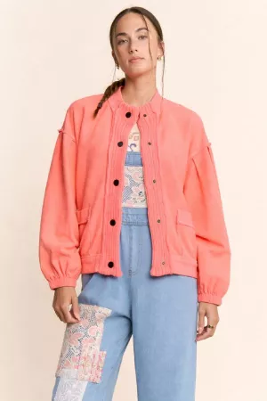 wholesale clothing plus ribbed cropped bomber button front cardigan davi & dani