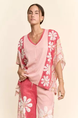 wholesale clothing floral kimono sleeve blouse top davi & dani