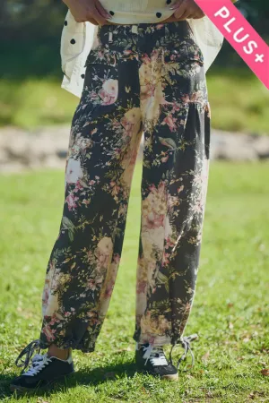 wholesale clothing plus floral print denim wide mid high waist pant davi & dani