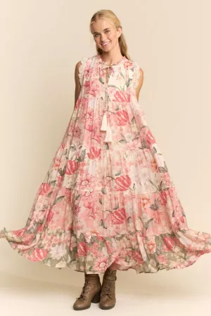 wholesale clothing sleeveless floral maxi dress with lace trim davi & dani