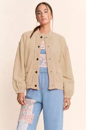 wholesale clothing ribbed cropped bomber button front cardigan davi & dani