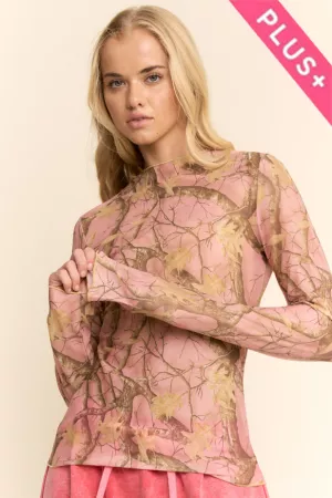 wholesale clothing plus tree camo mesh top davi & dani