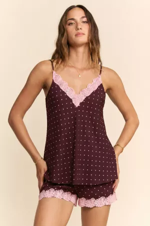wholesale clothing satin polka dot lace trim cami top davi & dani