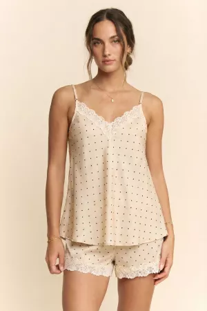 wholesale clothing satin polka dot lace trim cami top davi & dani