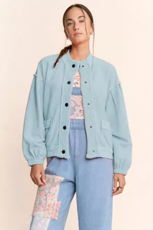 wholesale clothing ribbed cropped bomber button front cardigan davi & dani