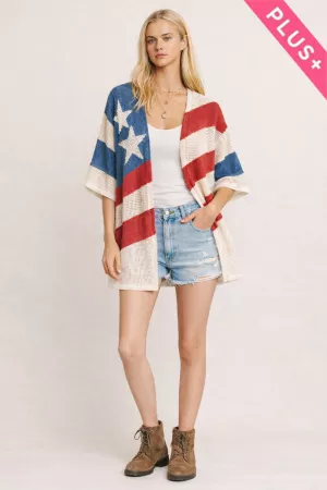 wholesale clothing plus american flag open front kimono cardigan davi & dani