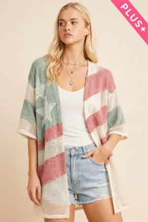 wholesale clothing plus american flag open front kimono cardigan davi & dani