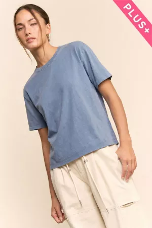 wholesale clothing plus solid washed short sleeved t shirt davi & dani