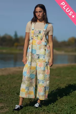 wholesale clothing plus flower patchwork denim overall davi & dani