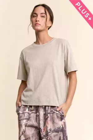 wholesale clothing plus solid washed short sleeved t shirt davi & dani