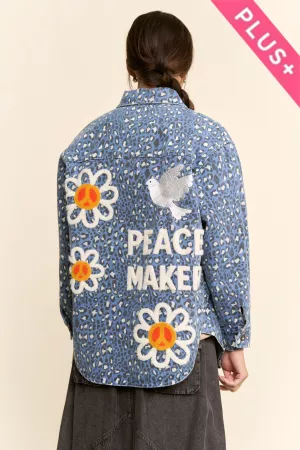 wholesale clothing plus leopard print denim button up shirt davi & dani