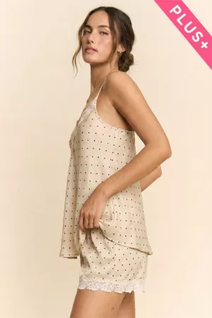 wholesale clothing plus satin polka dot lace trim cami top davi & dani