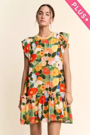 wholesale clothing plus ruffle sleeve floral dress davi & dani