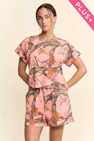 wholesale clothing plus printed short sleeve top and shorts set davi & dani