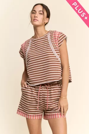 wholesale clothing plus multi striped mixed short pants set davi & dani