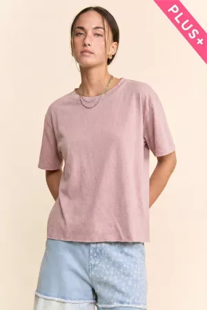 wholesale clothing plus solid washed short sleeved t shirt davi & dani