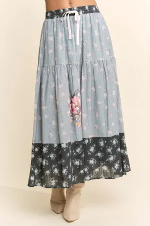 wholesale clothing printed patchwork maxi dress davi & dani