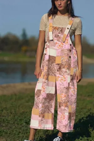 wholesale clothing flower patchwork denim overall davi & dani