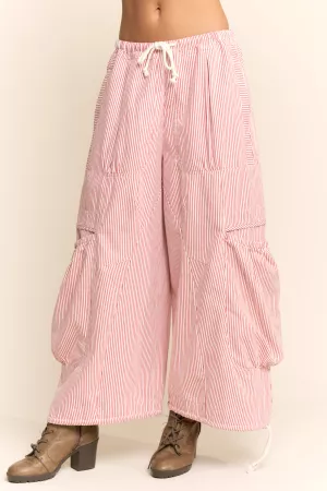 wholesale clothing striped drawstring wide leg barrel pants davi & dani