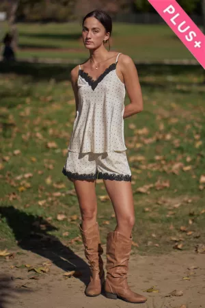 wholesale clothing plus satin polka dot lace trim cami top davi & dani