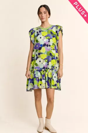 wholesale clothing plus ruffle sleeve floral dress davi & dani