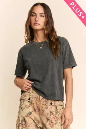 wholesale clothing plus solid washed short sleeved t shirt davi & dani