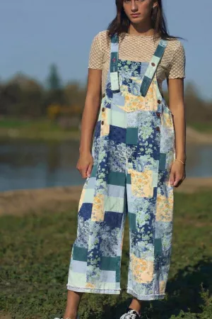 wholesale clothing flower patchwork denim overall davi & dani