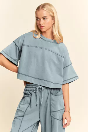 wholesale clothing mineral washed exposed barrel pants set davi & dani