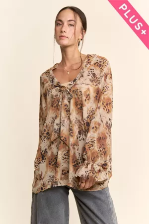 wholesale clothing plus adjustable tie front cinch neck line blouse davi & dani