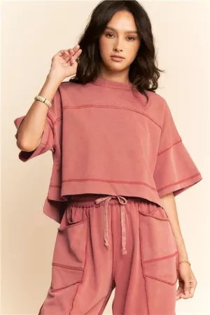 wholesale clothing mineral washed exposed barrel pants set davi & dani