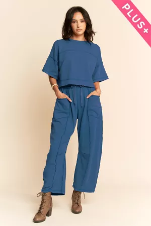 wholesale clothing plus mineral washed exposed barrel pants set davi & dani