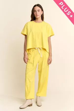 wholesale clothing plus  garment washed pleat short sleeve set davi & dani