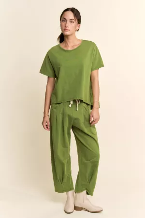 wholesale clothing garment washed short sleeve pleat top pants set davi & dani