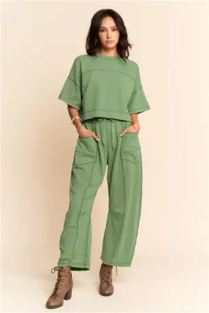 wholesale clothing mineral washed exposed barrel pants set davi & dani