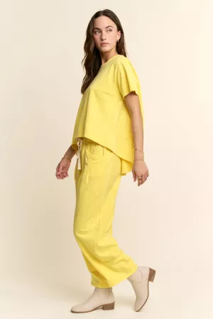 wholesale clothing garment washed short sleeve pleat top pants set davi & dani