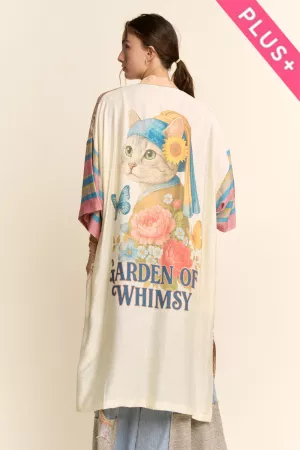 wholesale clothing plus garden whimsy cat printed back kimono duster davi & dani