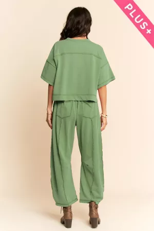 wholesale clothing plus mineral washed exposed barrel pants set davi & dani