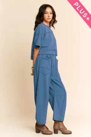 wholesale clothing plus mineral washed exposed barrel pants set davi & dani