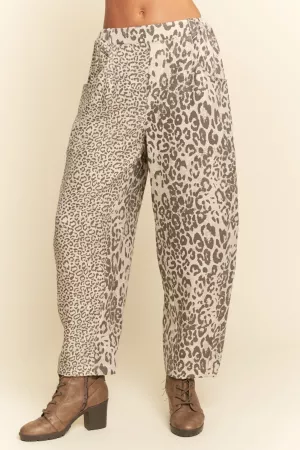 wholesale clothing leopard elastic waist barrel pants davi & dani