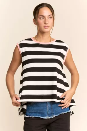 wholesale clothing striped sleeveless relaxed fit top davi & dani