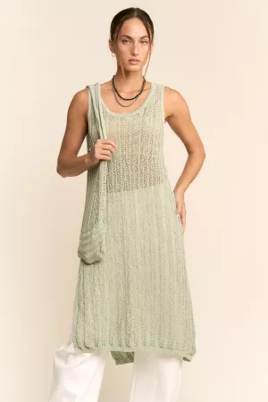 wholesale clothing knit side slit round neck sleeve less dress & bag davi & dani