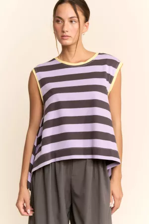 wholesale clothing striped sleeveless relaxed fit top davi & dani