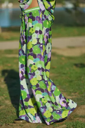 wholesale clothing floral print wide-leg pants with drawstring waist davi & dani