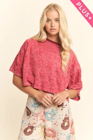 wholesale clothing plus boxy floral lace knit top davi & dani