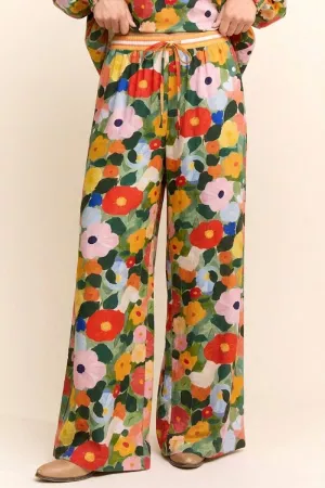 wholesale clothing floral print wide-leg pants with drawstring waist davi & dani