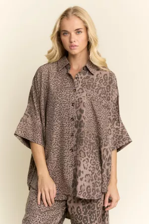 wholesale clothing animal printed ribbon ruffle sleeve shirt top davi & dani