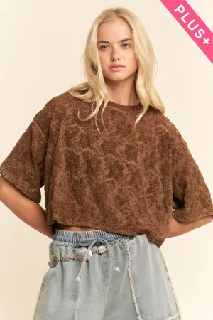 wholesale clothing plus boxy floral lace knit top davi & dani