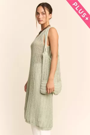 wholesale clothing plus long round neck sleeveless knit dress & bag davi & dani